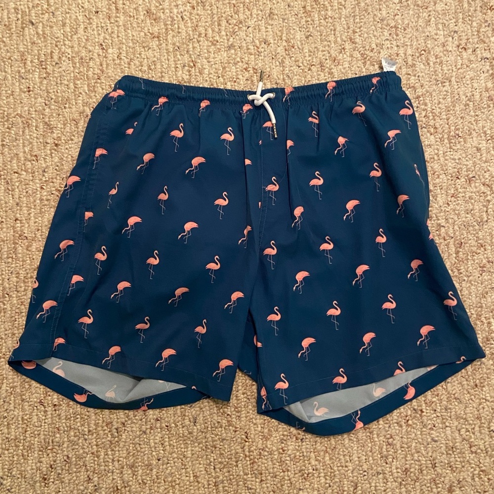 Men’s Bermies Flamingo Swim Trunks. Size Extra Large.